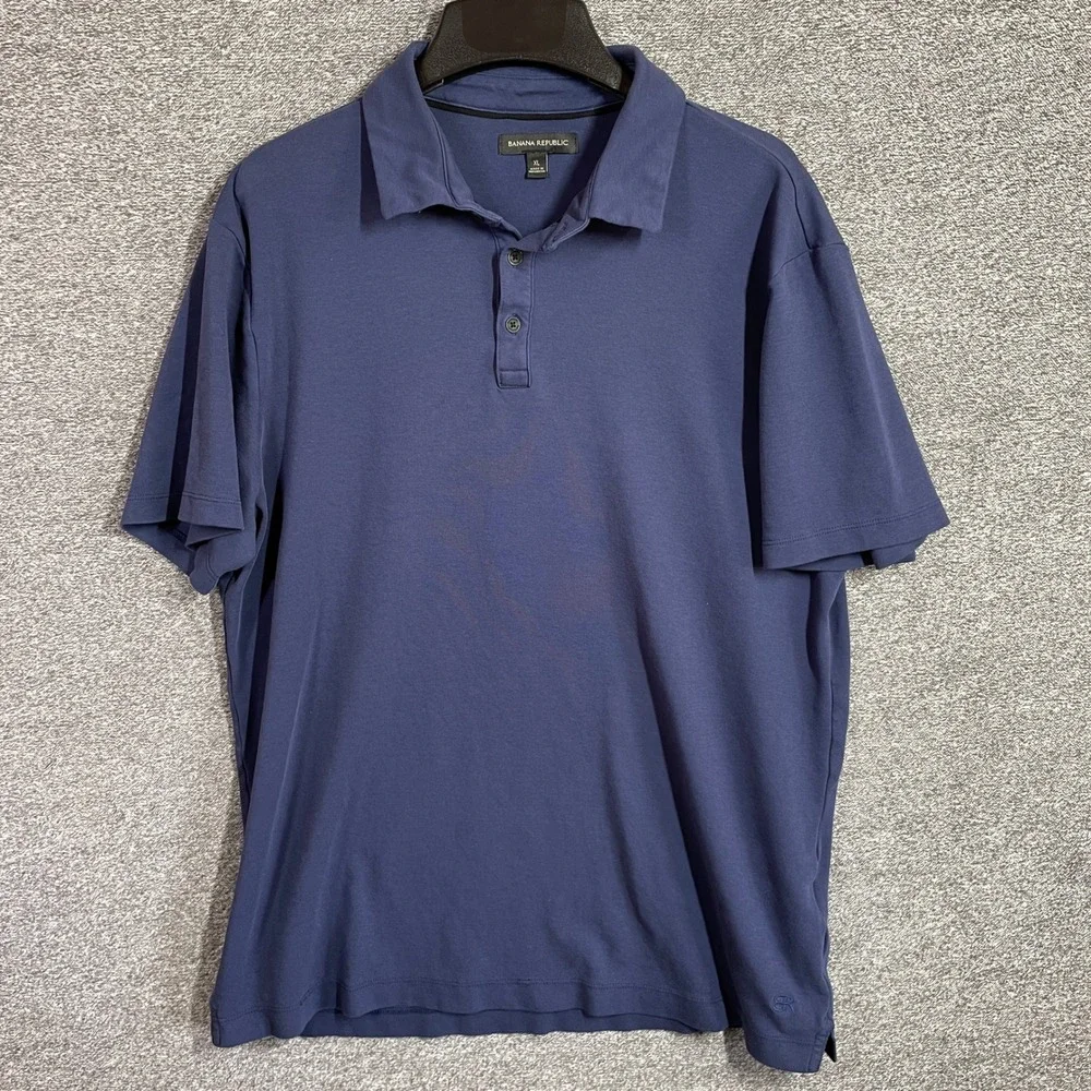 Banana Republic Polo Shirt Mens XL Navy Blue Cotton Short Sleeve Classic Fit